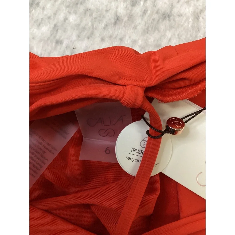 CALIA Triangle Strappy Back One Piece Swimsuit Fresh Red UPF 50+ Size 6 WSA15101